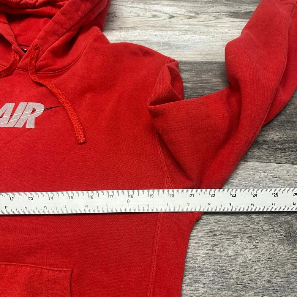 Nike Air Red Gray Mens S Big Center‎ Swoosh Spellout Cotton Pullover Hoodie